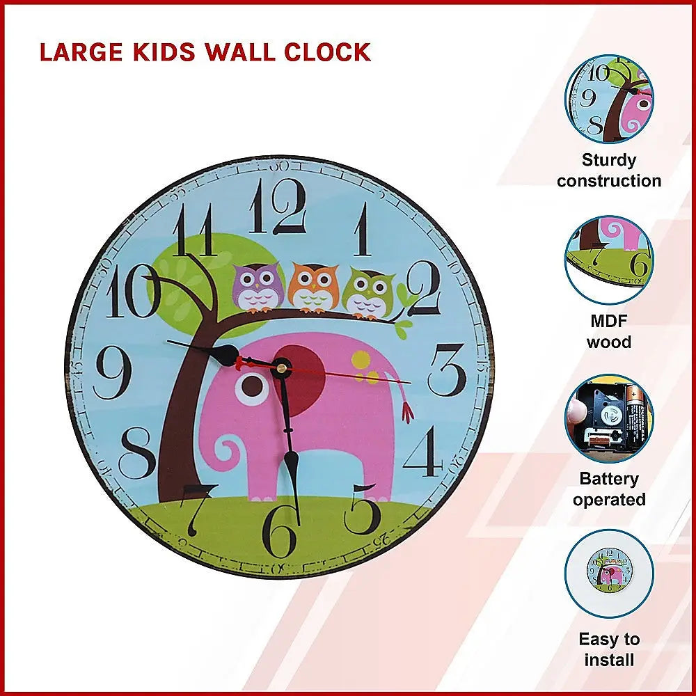 Large Kids Wall Clock - Home & Garden > Decor
