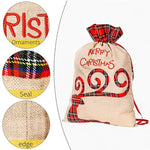 Large Merry Christmas Drawstring Gift Bag with Plaid Accents - Perfect for Holiday Presents (3 pieces) - Occasions >