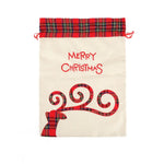 Large Merry Christmas Drawstring Gift Bag with Plaid Accents - Perfect for Holiday Presents (3 pieces) - Occasions >