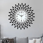 Large Modern 3D Crystal Wall Clock Luxury Art Metal Round Home Decor - Home & Garden > Decor