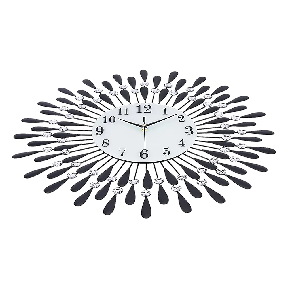 Large Modern 3D Crystal Wall Clock Luxury Art Metal Round Home Decor - Home & Garden > Decor
