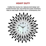 Large Modern 3D Crystal Wall Clock Luxury Art Metal Round Home Decor - Home & Garden > Decor