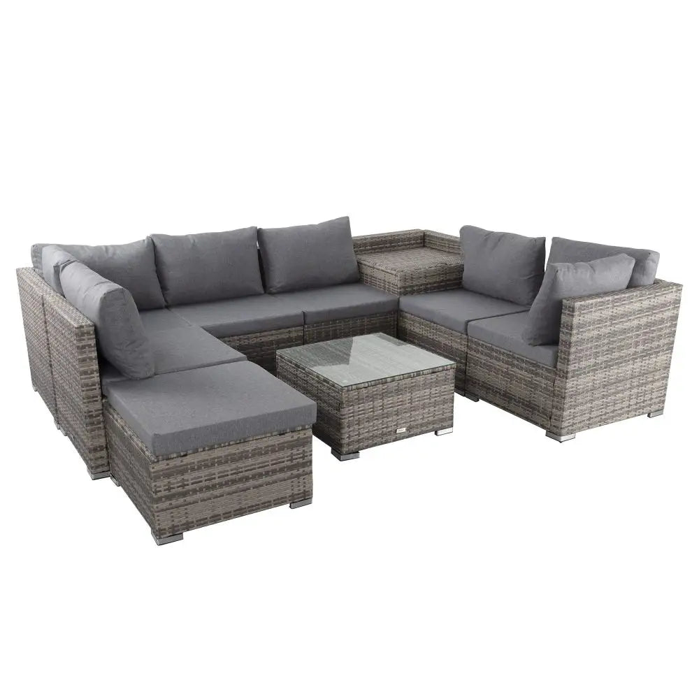Large Modular Outdoor Lounge Set in Grey - Furniture > Outdoor