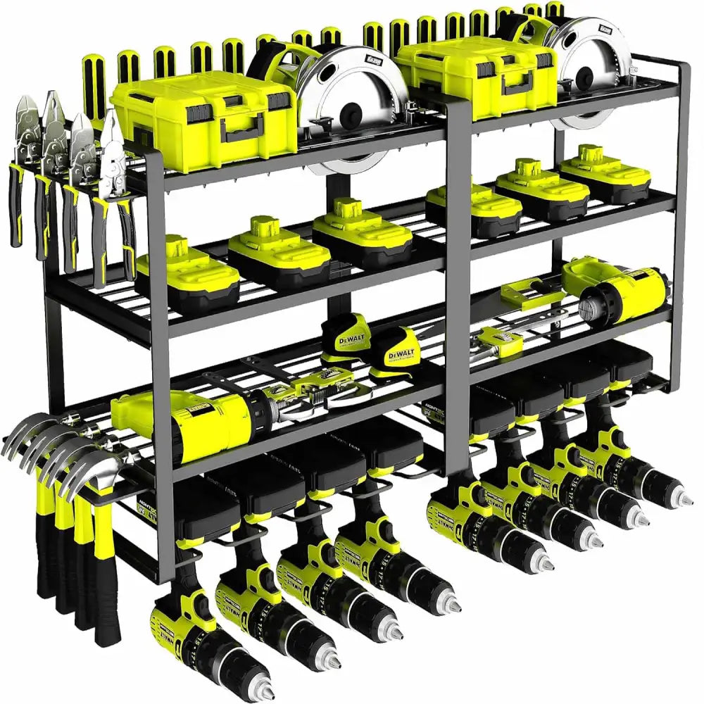 Large Power Tool Organizer 4 Layers Garage Tool Storage Rack Workshop Tool Shelf Drill Pliers Hammer Rack - Home &