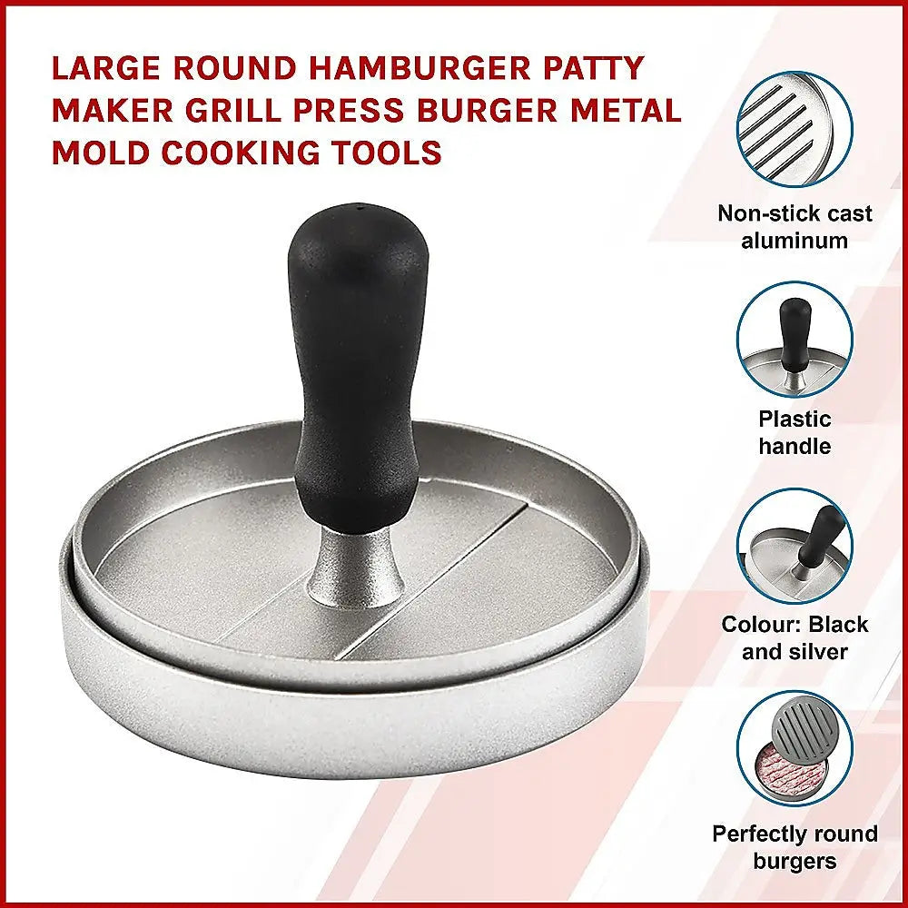 Large Round Hamburger Patty Maker Grill Press Burger Metal Mold Cooking Tools - Home & Garden > Kitchenware