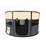 Large Round Portable Soft Playpen Dog Cat Rabbit Puppy Playpen-Grey - Pet Care > Dog Supplies > Dog Playpens & Gates