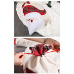 Large Santa Claus Gift Bag with Drawstring Closure - Plaid Christmas Sack for Holiday Presents (3 pieces) - Occasions >
