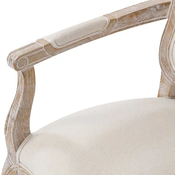 Large Size Oak Wood White Washed Finish Arm Chair Dining Table Set - Furniture > Dining