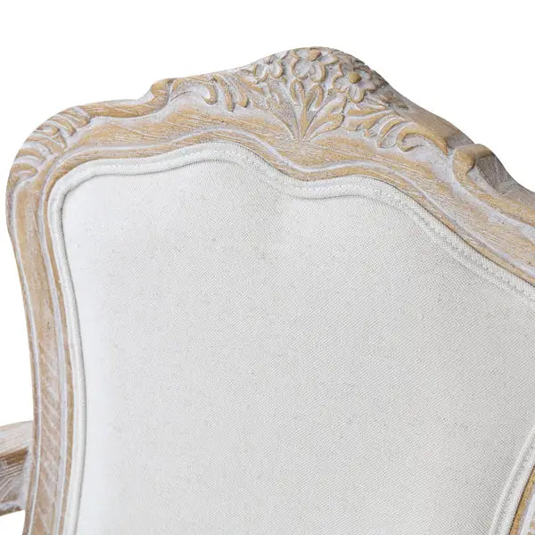 Large Size Oak Wood White Washed Finish Arm Chair Dining Table Set - Furniture > Dining