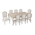 Large Size Oak Wood White Washed Finish Dining Table Set - Furniture > Dining