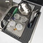 Large Stainless Steel Roll Up Dish Drying Rack with Utensil Holder for Home Kitchen - Appliances > Kitchen Appliances