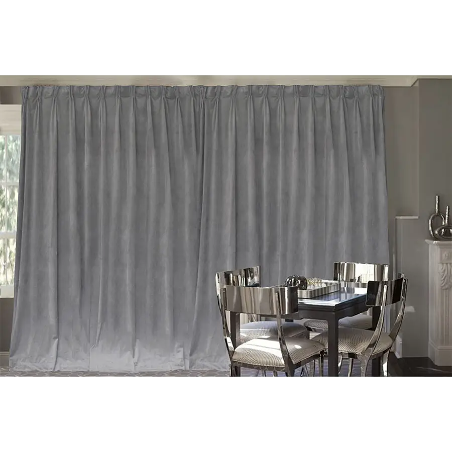 Large Thick Velvet Blockout Curtains 550x 230cm PINCH PLEAT 2 panel + Hooks Grey - Home & Garden > Curtains > Curtains