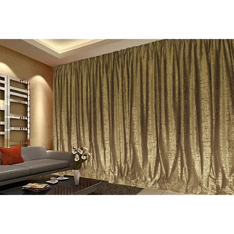 Large Thick Velvet Curtain Stunning Flocking 560x230cm + 30Hooks Gold - Home & Garden > Curtains > Curtains & Drapes