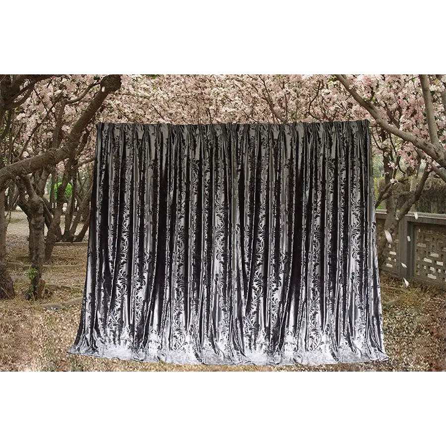 Large Thick Velvet Curtains Stunning Flocking 580x270cm + Hook Pinch Pleat Silver Grey - Home & Garden > Curtains >