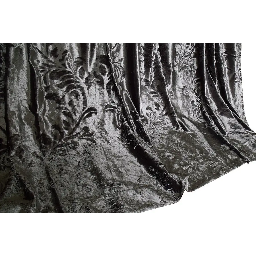 Large Thick Velvet Curtains Stunning Flocking 580x270cm + Hook Pinch Pleat Silver Grey - Home & Garden > Curtains >