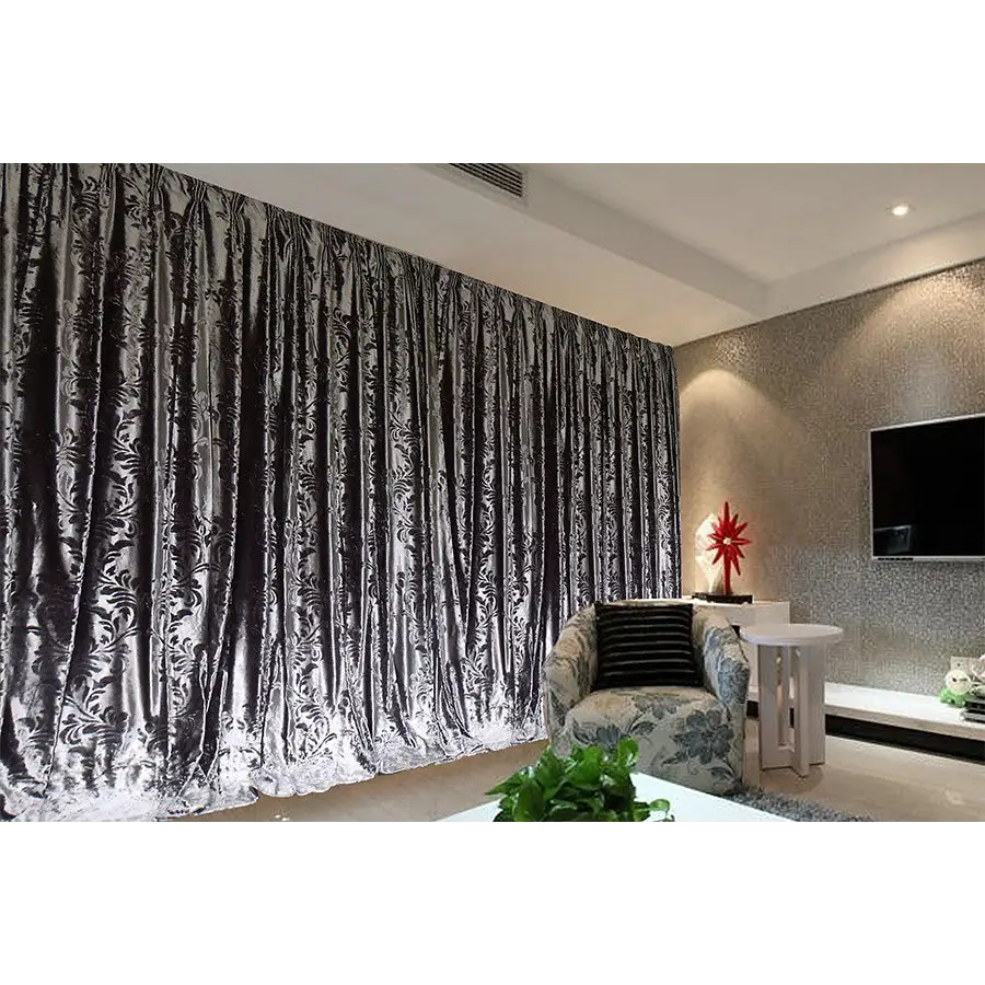 Large Thick Velvet Curtains Stunning Flocking 580x270cm + Hook Pinch Pleat Silver Grey - Home & Garden > Curtains >