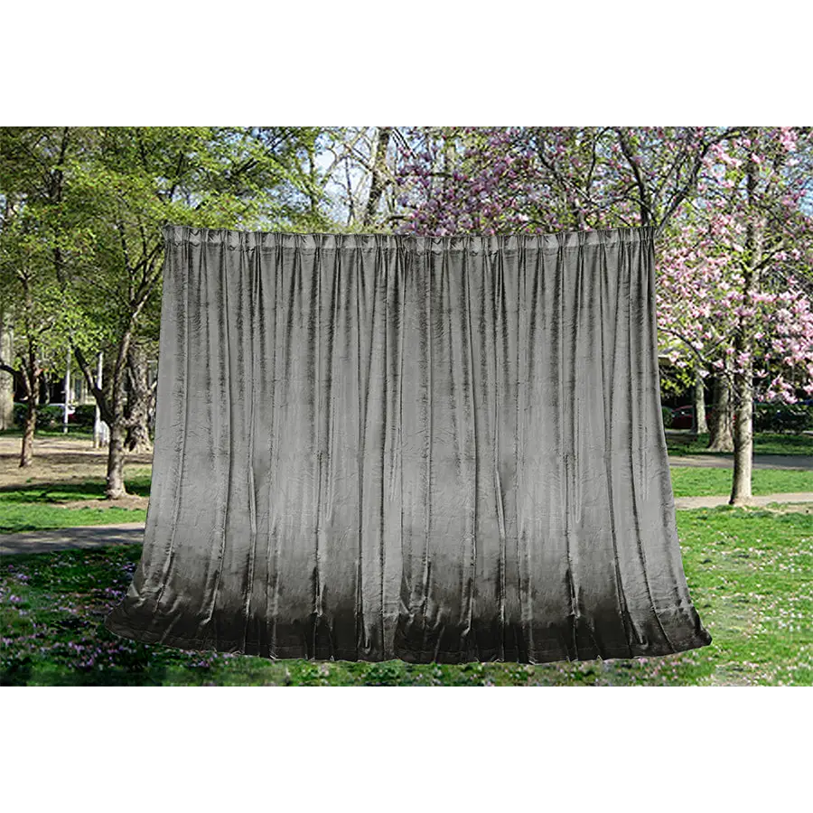 Large Thick Velvet Curtains Warp Knitted Velvet 540x270cm + Hooks Pinch Pleat Grey - Home & Garden > Curtains >