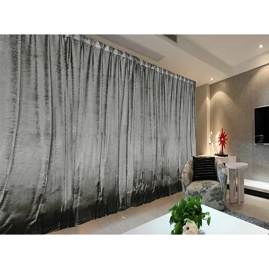 Large Thick Velvet Curtains Warp Knitted Velvet 540x270cm + Hooks Pinch Pleat Grey - Home & Garden > Curtains >
