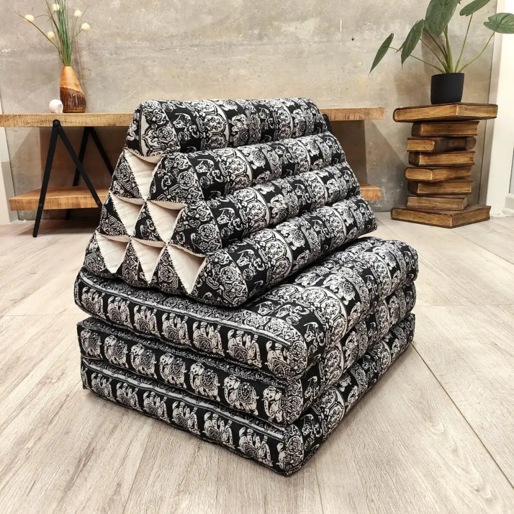 [Large] THREE FOLDS Thai Triangle Pillow Foldout Daybed TTP10BLKELE - Home & Garden > Decor