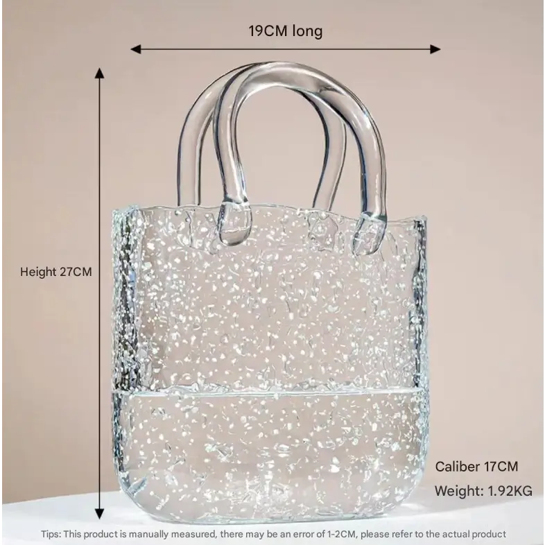 Large Tote Bubble Bag Luminous INS-Style Glass Vase Modern Minimalist Hydroponic Flower Holder Creative Desktop