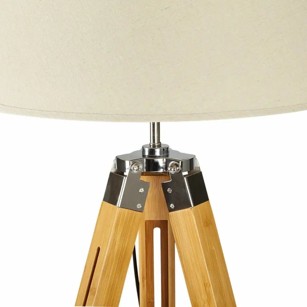 LARGE TRIPOD FLOOR LAMP Linen Shade Modern Light Bamboo Vintage Wooden Retro - Home & Garden > Lighting > Floor Lamps