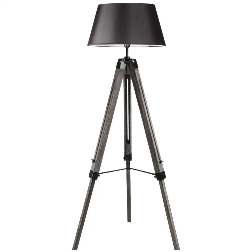 LARGE TRIPOD FLOOR LAMP Linen Shade Modern Light Retro Vintage Wooden - Home & Garden > Lighting > Floor Lamps
