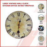 Large Vintage Wall Clock Kitchen Office Retro Timepiece - Home & Garden > Decor