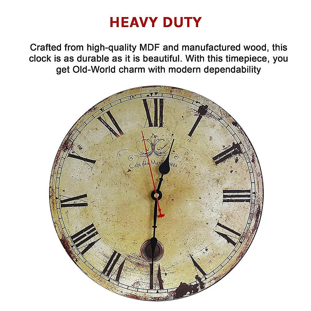 Large Vintage Wall Clock Kitchen Office Retro Timepiece - Home & Garden > Decor