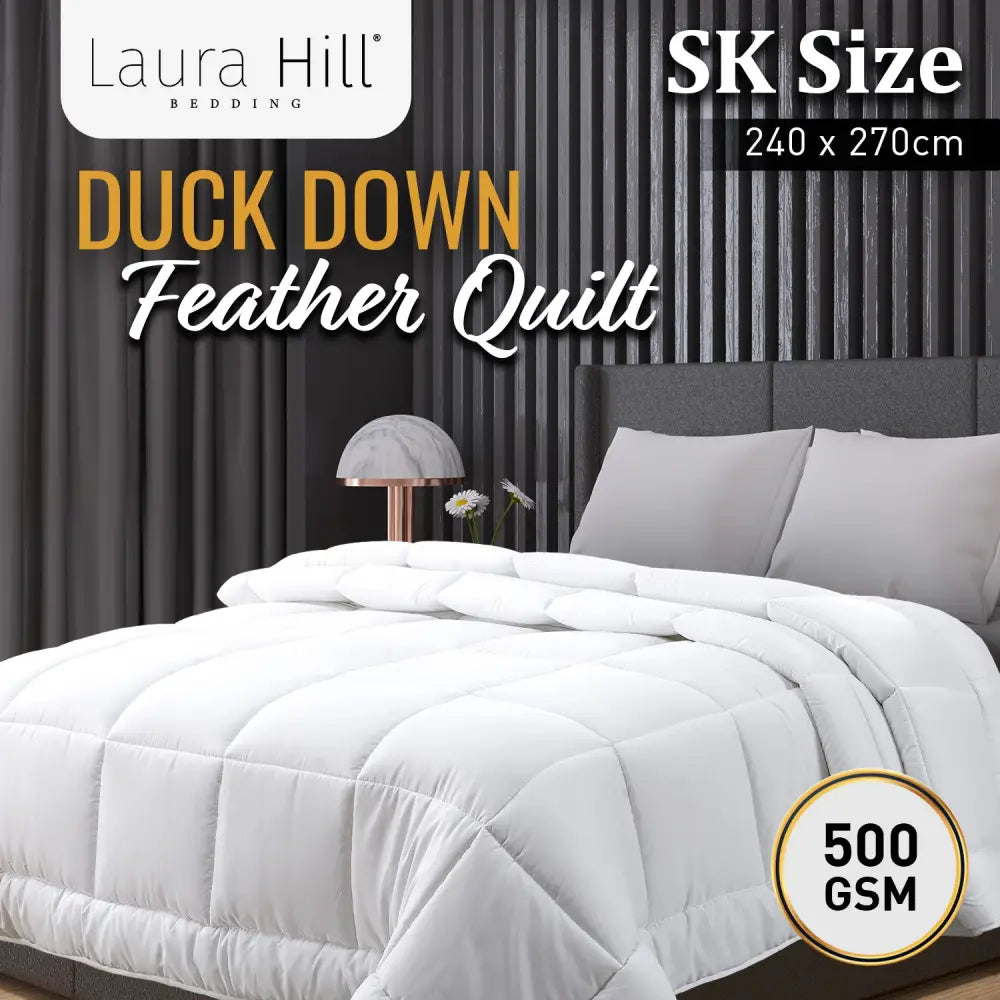 Laura Hill 500GSM Duck Down Feather Quilt Comforter Doona - Super King - Home & Garden > Bedding