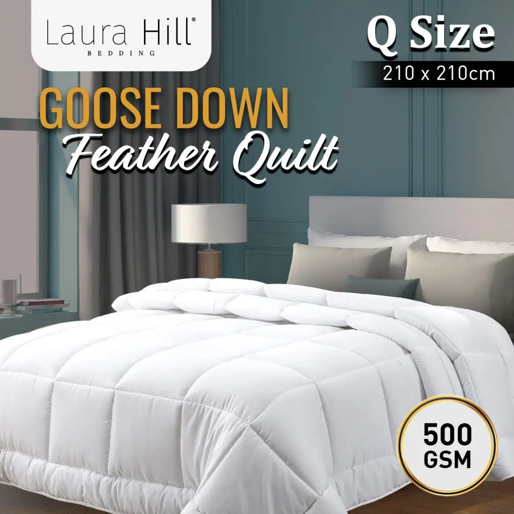 Laura Hill 500GSM Goose Down Feather Comforter Doona - Queen - Home & Garden > Bedding
