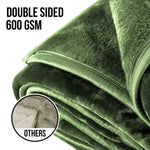Laura Hill 600gsm Faux Mink Blanket Queen Size Double-sided Throw Rug Large Super Luxurious Soft - Green - Home &