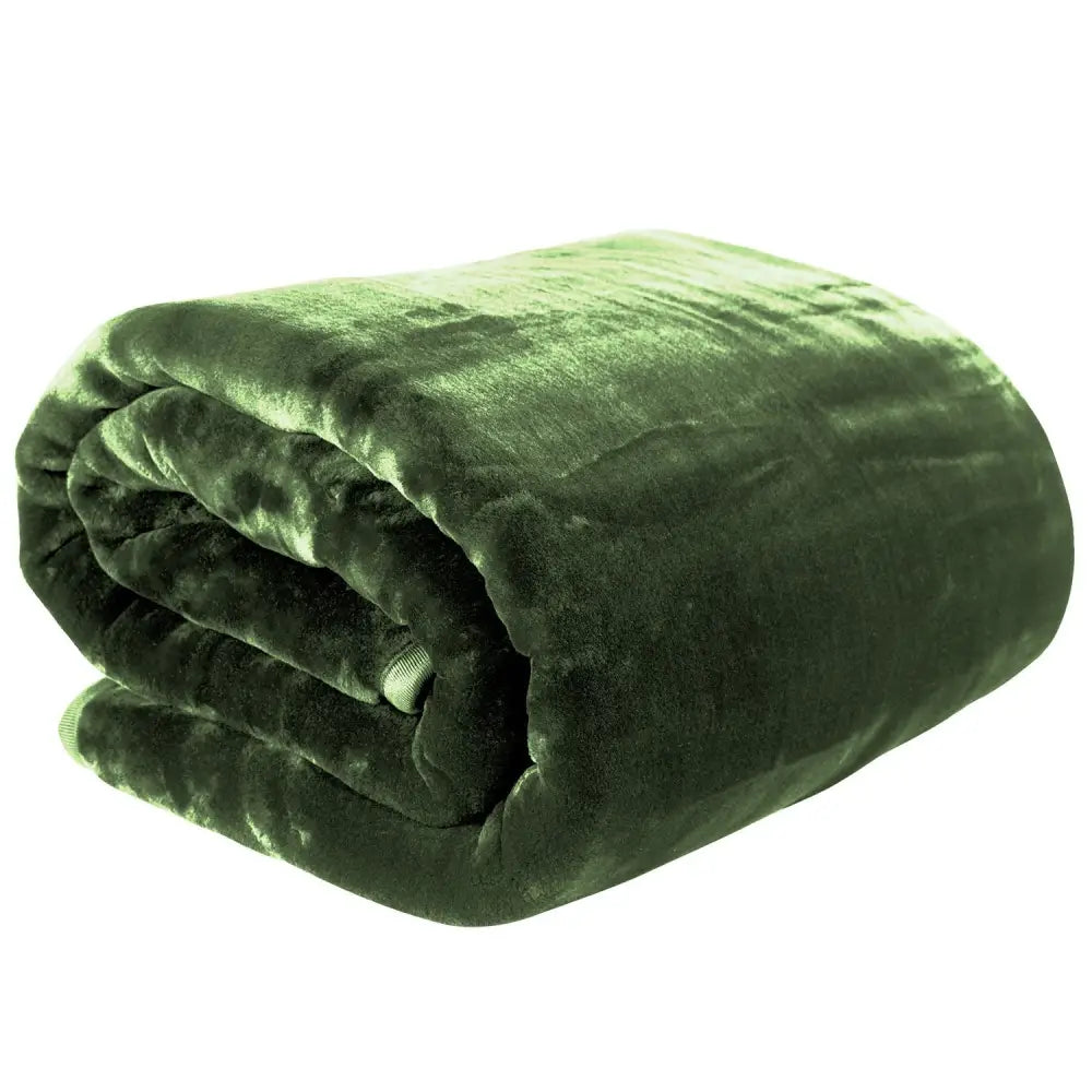 Laura Hill 600gsm Faux Mink Blanket Queen Size Double-sided Throw Rug Large Super Luxurious Soft - Green - Home &
