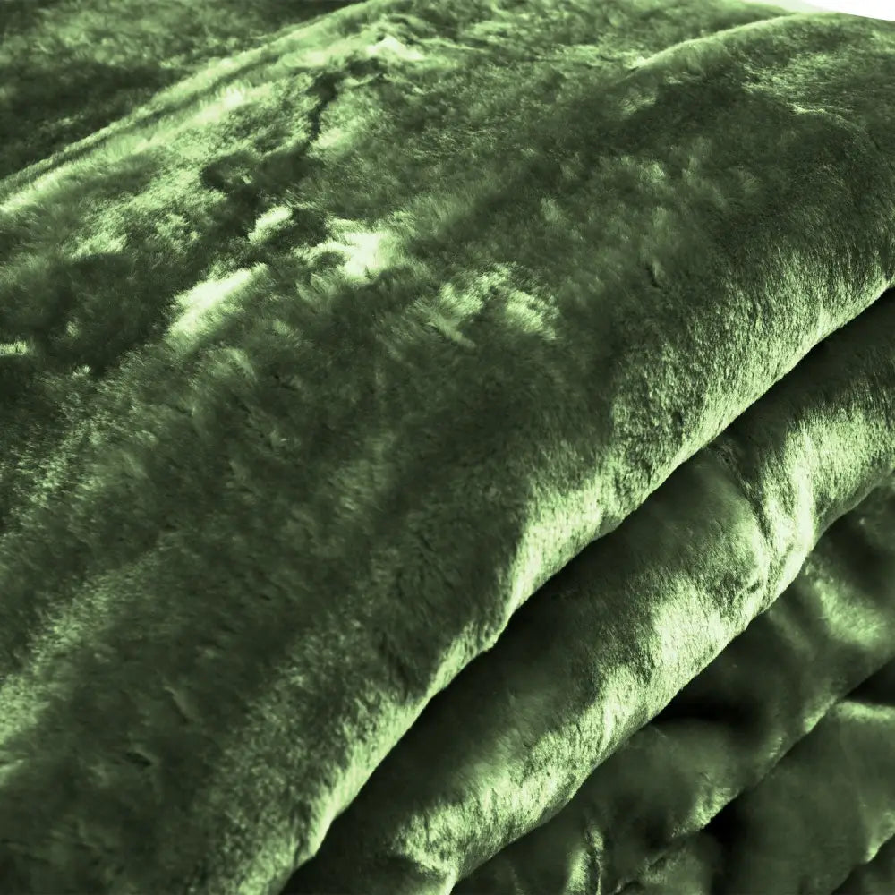 Laura Hill 600gsm Faux Mink Blanket Queen Size Double-sided Throw Rug Large Super Luxurious Soft - Green - Home &