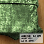 Laura Hill 600gsm Faux Mink Blanket Queen Size Double-sided Throw Rug Large Super Luxurious Soft - Green - Home &