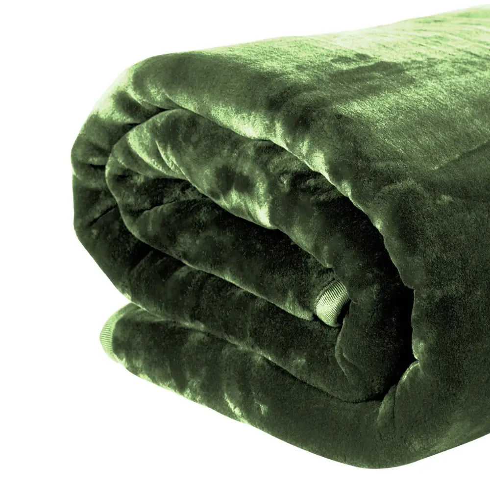Laura Hill 600gsm Faux Mink Blanket Queen Size Double-sided Throw Rug Large Super Luxurious Soft - Green - Home &
