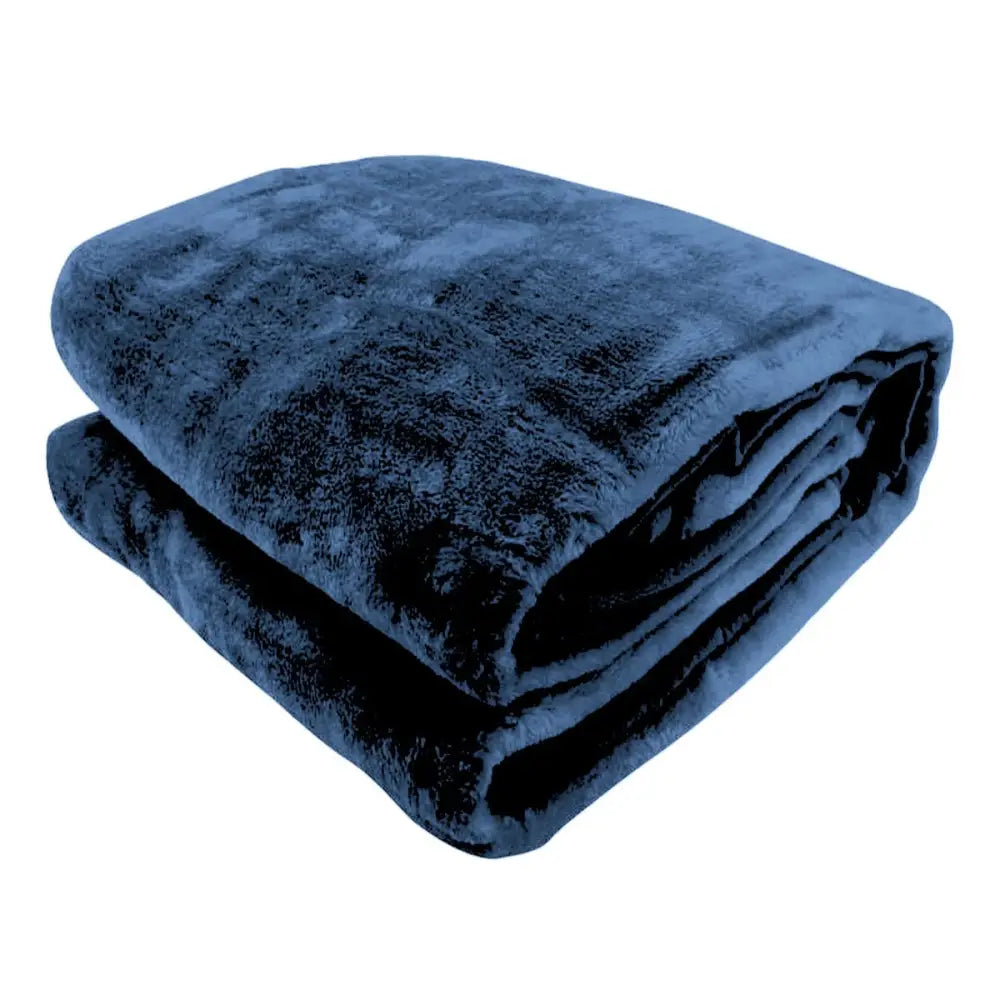 Laura Hill 600gsm Faux Mink Blanket Queen Size Double-sided Throw Rug Large Super Luxurious Soft - Blue - Home & Garden
