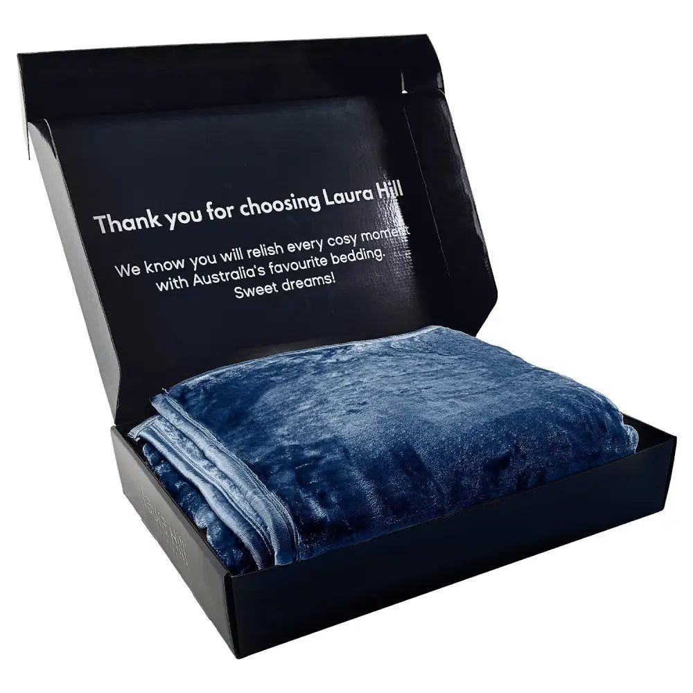 Laura Hill 600gsm Faux Mink Blanket Queen Size Double-sided Throw Rug Large Super Luxurious Soft - Blue - Home & Garden