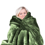 Laura Hill 600gsm Faux Mink Blanket Queen Size Double-sided Throw Rug Large Super Luxurious Soft - Green - Home &