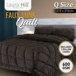 Laura Hill 600GSM Faux Mink Comforter Quilt Duvet Doona - Queen - Home & Garden > Bedding