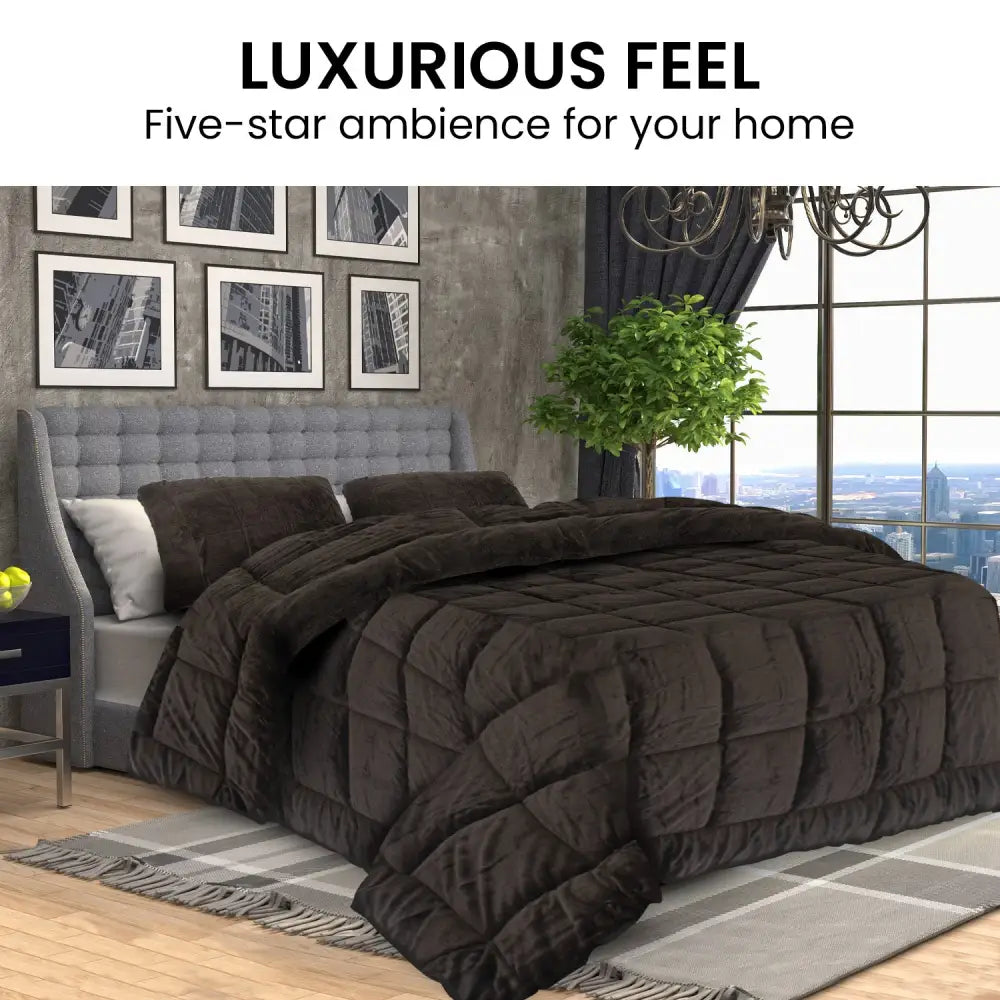 Laura Hill 600GSM Faux Mink Quilt Comforter Doona - King - Home & Garden > Bedding