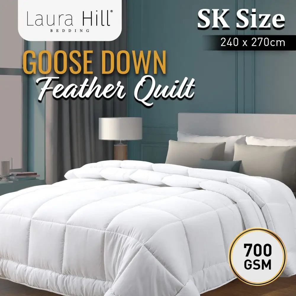 Laura Hill 700GSM Goose Down Feather Comforter Doona - Super King - Home & Garden > Bedding