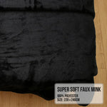 Laura Hill 800-gsm Faux Mink Throw Rug Blanket Queen Size Double-sided Large Super Luxurious Soft Heavy - Black - Home