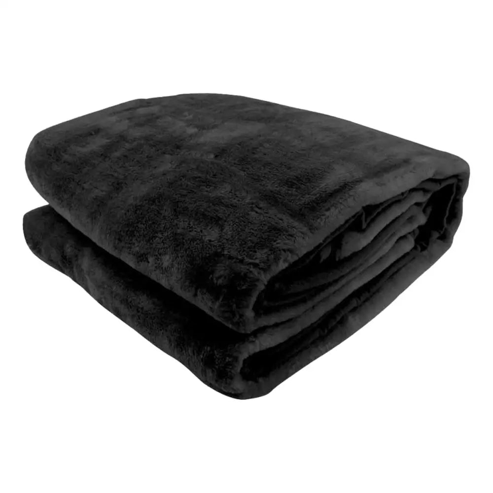 Laura Hill 800-gsm Faux Mink Throw Rug Blanket Queen Size Double-sided Large Super Luxurious Soft Heavy - Black - Home