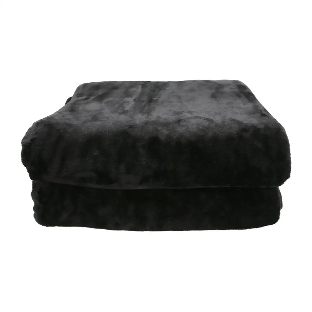 Laura Hill 800-gsm Faux Mink Throw Rug Blanket Queen Size Double-sided Large Super Luxurious Soft Heavy - Black - Home