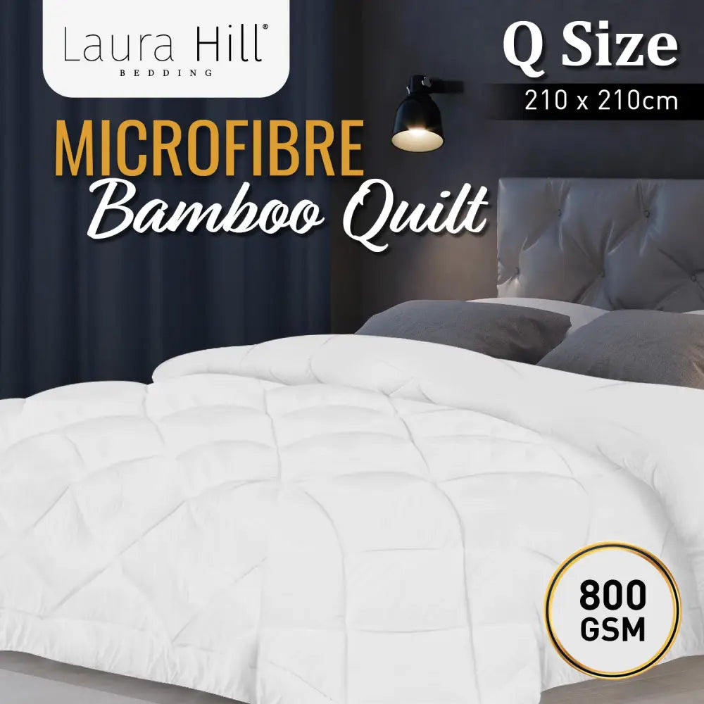 Laura Hill 800GSM Microfibre Bamboo Quilt Comforter Doona - Queen - Home & Garden > Bedding