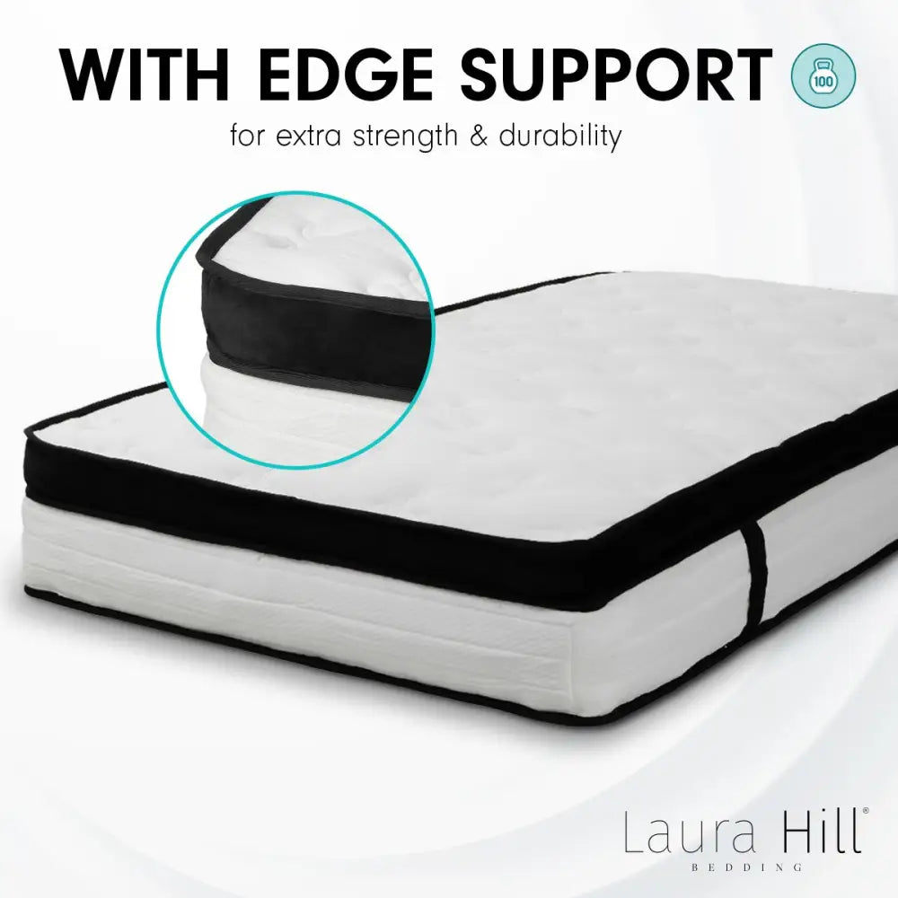 Laura Hill Double Mattress Bed Size Euro Top 5 Zone Spring Foam 32cm Bedding Pocket - Home & Garden > Bedding