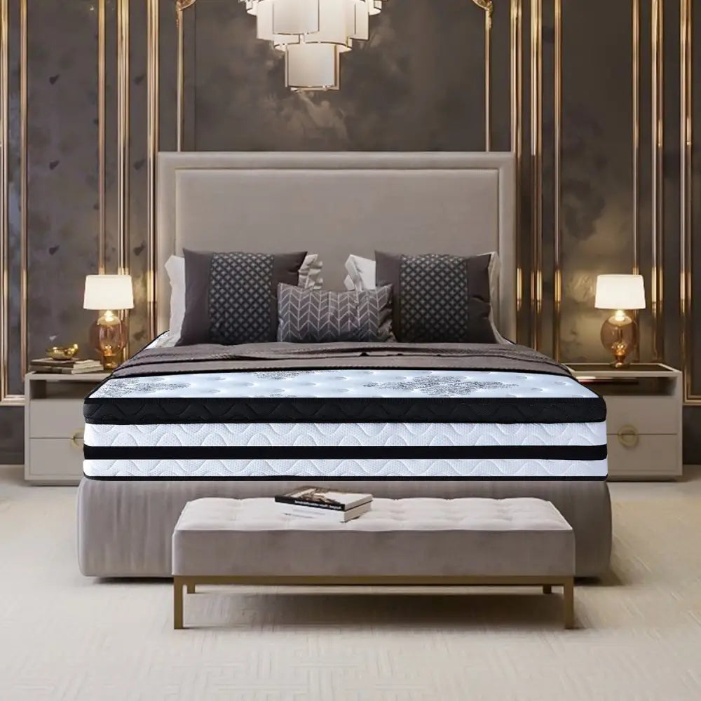 Laura Hill Double Mattress Bed Size Euro Top 5 Zone Spring Foam 34cm Bedding Pocket - Furniture > Mattresses > Mattress