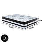 Laura Hill Double Mattress Bed Size Euro Top 5 Zone Spring Foam 34cm Bedding Pocket - Furniture > Mattresses > Mattress