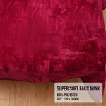 Laura Hill Double-sided Large 220 X 240cm Faux Mink Throw Rug Blanket 800-gsm Heavy - Red - Home & Garden > Bedding