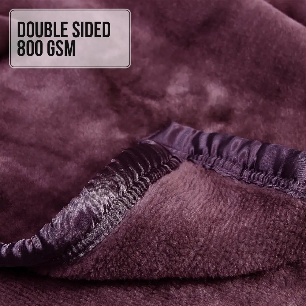 Laura Hill Double-sided Large 220 X 240cm Faux Mink Throw Rug Blanket 800-gsm Heavy - Purple - Home & Garden > Bedding